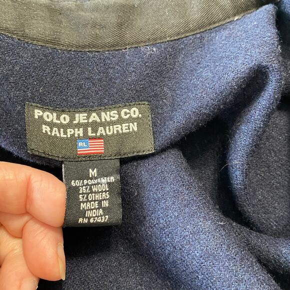 Ralph Lauren Polo Jeans Med Navy Wool Blend Button Shirt Jacket Preppy Cabincore - Picture 3 of 12